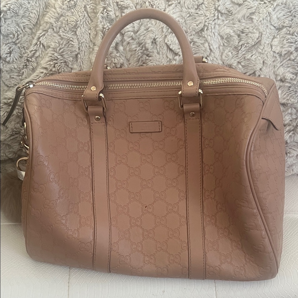 Gucci Tan Leather Monogram Bag